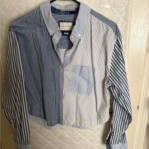 American Eagle Outfitters Woman’s Blue & White Striped Button-Down Shirt